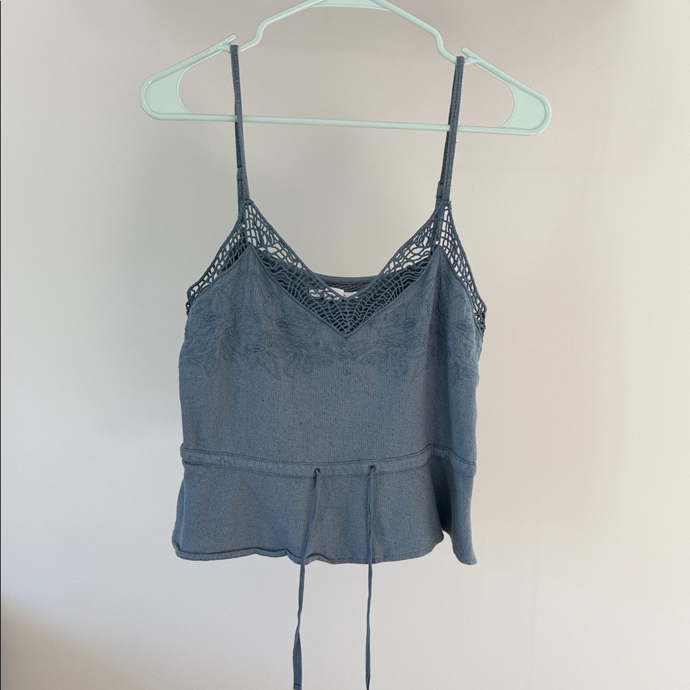 O'Neill Slate Blue Lace-Trim Drawstring Cami